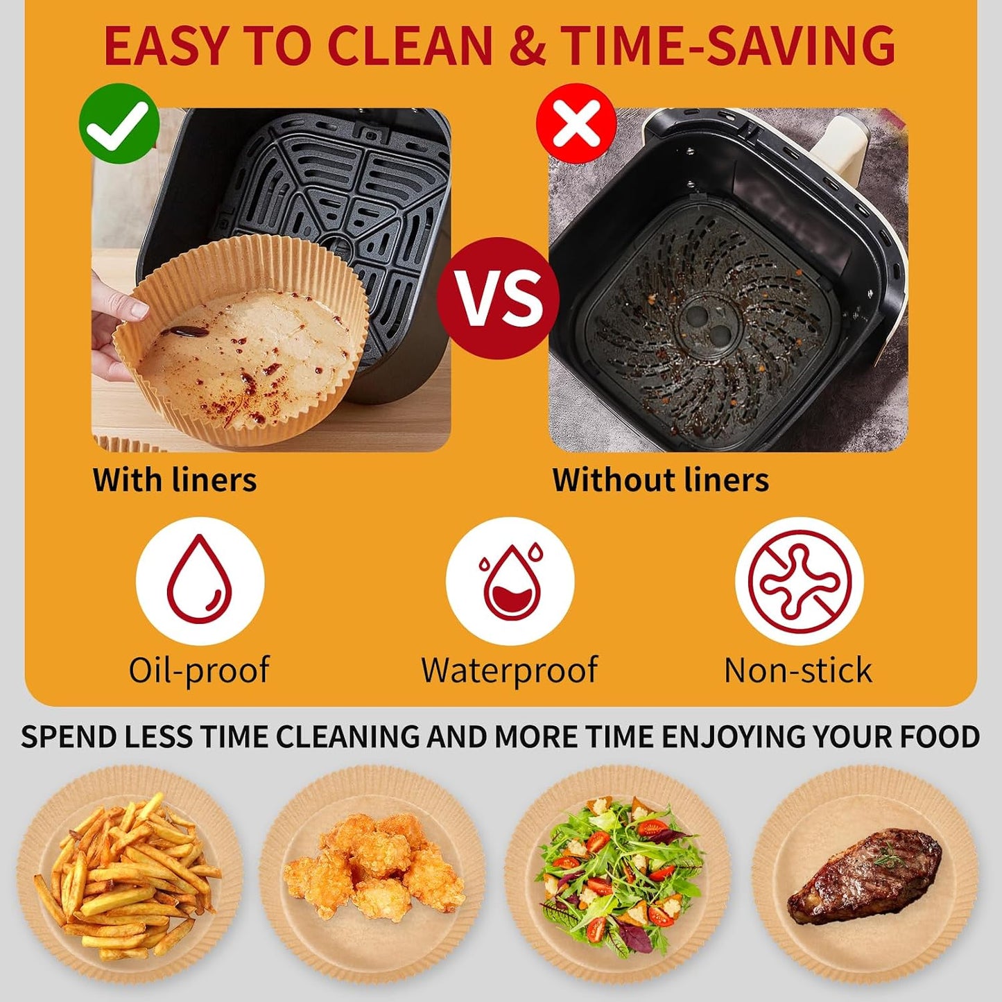40GSM Air Fryer Liners, 6.5 Inch Air Fryer Liners Disposable, Unbleached Paper For 3-5Qt, Raw Wood Pulp, Double-Sided Silicone, For Health-Conscious Cooks & Busy Families, Square 100pcs