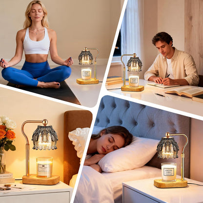 Candle Warmer Lamp with Timer - Flower Electric Wax Melter Warmer Adjustable Height for Jar Candles, Gift for Women, Mom, Christmas, Birthday,Home Decor