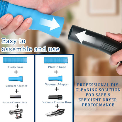 Dryer Vent Cleaner Kit,5 Piece Universal Vent Cleaner with Vacuum Attachment,Dryer Lint Brush, and Hose for Clothes Dryer-Lint Trap Cleaning Tool for Combo Washer Dryer Cleaning Kit