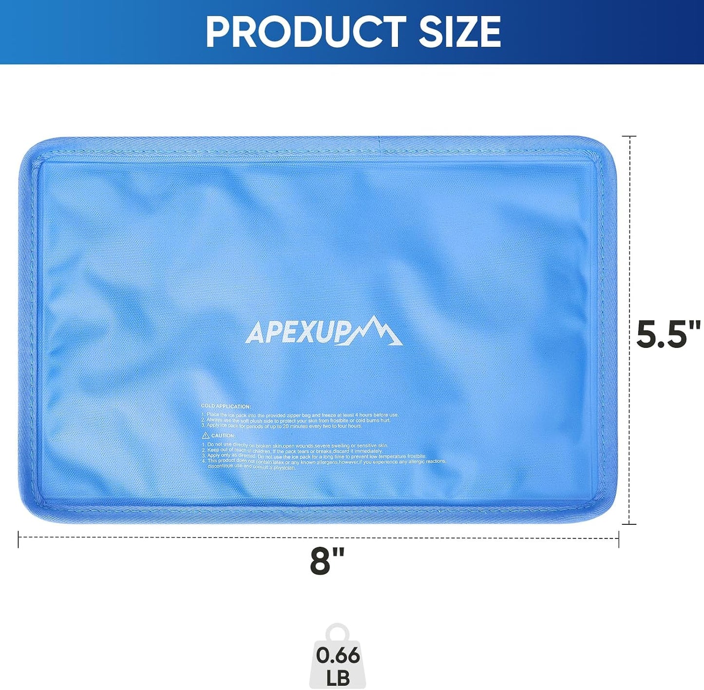 Gel Ice Packs for Injuries Reusable, Flexible Double Sided Cold Packs for Injuries, Ice Pack for Knee, Shoulder, Back, Hip, Leg, Arm (Blue, 8"x5.5", 1PK)