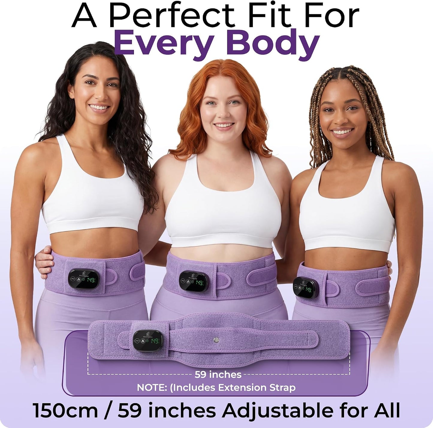 Cordless Wearable Heating Pad with Massager for Back Pain Relief, Wireless Rechargeable Portable Heat Belt for Period Cramps, Postpartum Recovery and Lower Back Comfort