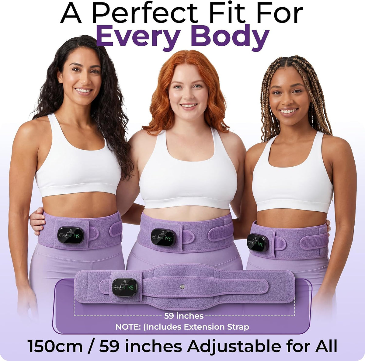 Cordless Wearable Heating Pad with Massager for Back Pain Relief, Wireless Rechargeable Portable Heat Belt for Period Cramps, Postpartum Recovery and Lower Back Comfort