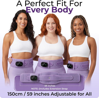 Cordless Wearable Heating Pad with Massager for Back Pain Relief, Wireless Rechargeable Portable Heat Belt for Period Cramps, Postpartum Recovery and Lower Back Comfort