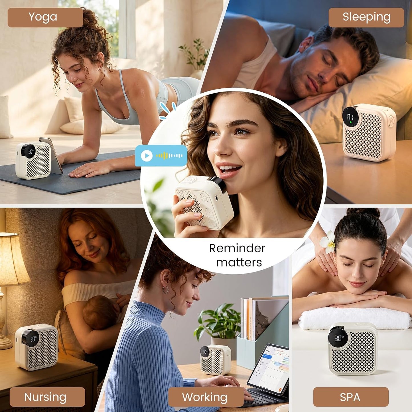 Portable White Noise Machine with Bluetooth Speaker 18 Soothing Sounds | Sound Recording Memory, 5-180min Timer, 16 Volume Levels, Compact 3x3x1.5in for Baby, Kids, Adults - Travel, Home, Office
