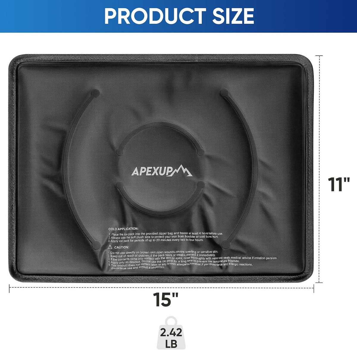 APEXUP Gel Ice Packs for Injuries Reusable, Flexible Double Sided Cold Packs for Injuries, Ice Pack for Knee, Shoulder, Back, Hip, Leg, Arm (Blue, 8"x5.5", 1PK)