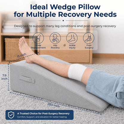 Leg Elevation Pillow for After Surgery - Breathable Mesh Knee Replacement Wedge Pillow, Single Leg Support for Knee Surgery, Hip, Foot & Ankle Recovery