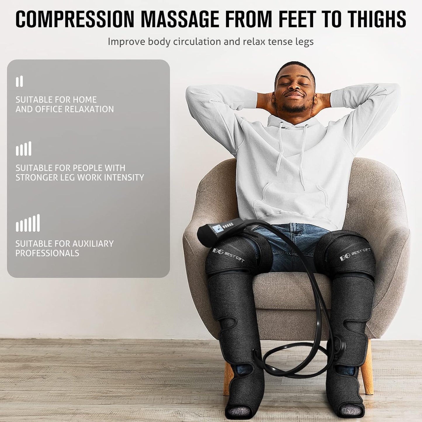 Fathers Day Dad Gifts for Husband, Men, Mom, Wife, Women, Her Him, Mothers Day, Christmas, Valentines Day Air Compression Massager with Heat for Comprehensive Leg and Foot Therapy, Helpful for Relax