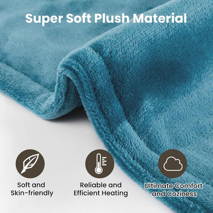 DAILYLIFE Heating Pad with Massager for Neck and Shoulders, Wearable Electric Heating Pads for Back Pain Relief, Auto-Shut Off, 6 Heat Settings, 4 Massage Modes, Large Size, UL Certified, Blue