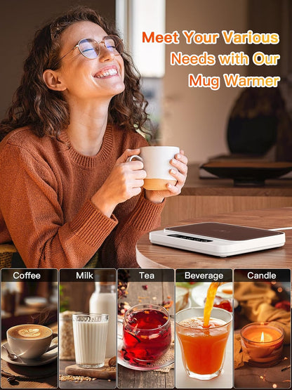 Misby Coffee Mug Warmer, 50W Large Heating Panel Mug Warmer with 6-Temp Settings, 8H Auto Shut-Off, 12H Timer, Ultra-Thin Design, Coffee Warmer for Desk, Ideal for Home, Office, and Travel (Black)
