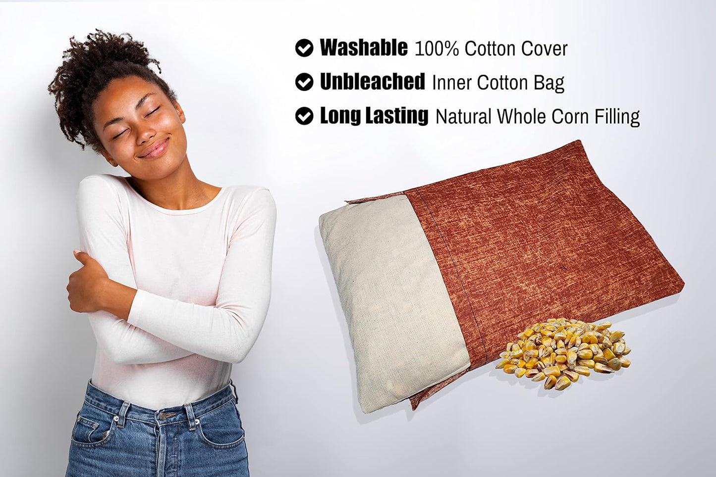 Microwavable Corn Filled Heating Pad and Cold Pack/Washable 100% Cotton Cover (Cross Hatch - Mint, 7.5in W x 11in L)