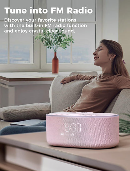Odokee Qi Certified Wireless Charging Alarm Clock Radio for Bedroom