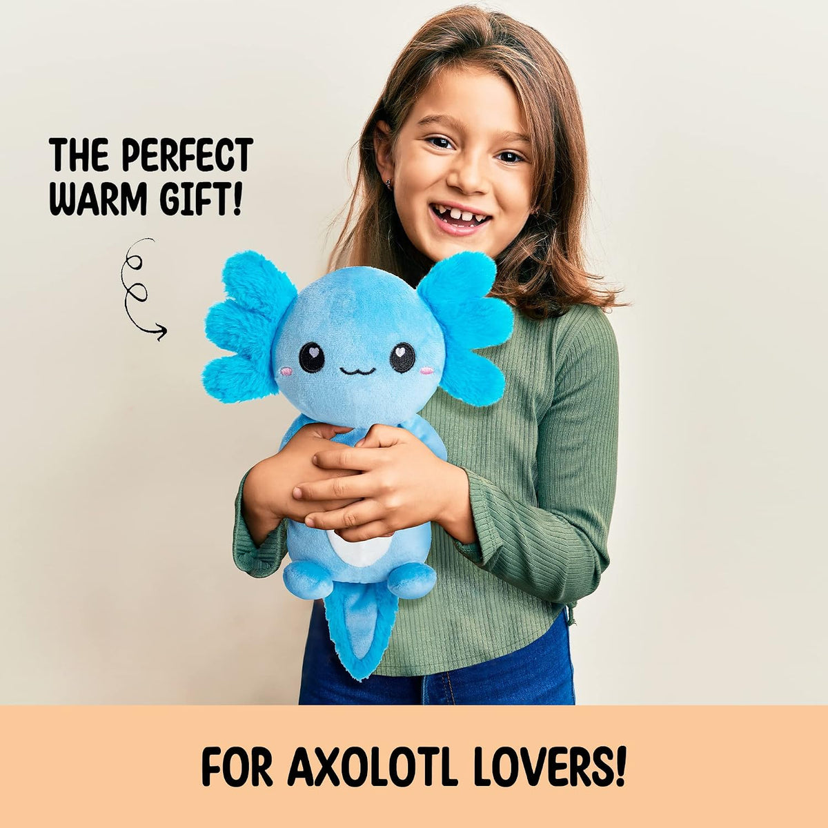 Axolotl Unscented 2Lbs Heating Pad for Neck Shoulders and Back Wrap Microwavable, Heatable 22.5" Cute Warm Stuffed Animals Neck Warmer - Axolotl Gifts for Women Girls and Kids