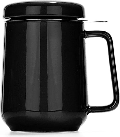 Tealyra - Peak Ceramic Red Tea Cup Infuser - 19-ounce - Large Tea High-Fired Ceramic Mug with Lid and Stainless Steel Infuser - Tea-For-One Perfect Set for Office and Home Uses - 580 milliliter