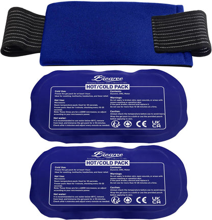 BICAREE Ice Packs for Injuries Reusable (3-Piece Set), Hot & Cold Gel Pack with Adjustable Wrap for Joint and Muscle Pain, Swelling, Knees, Back, Shoulder