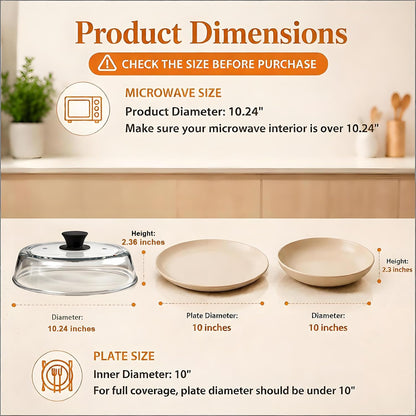 10 Inch Glass Microwave Splatter Cover with 12 Inch Silicone Mat