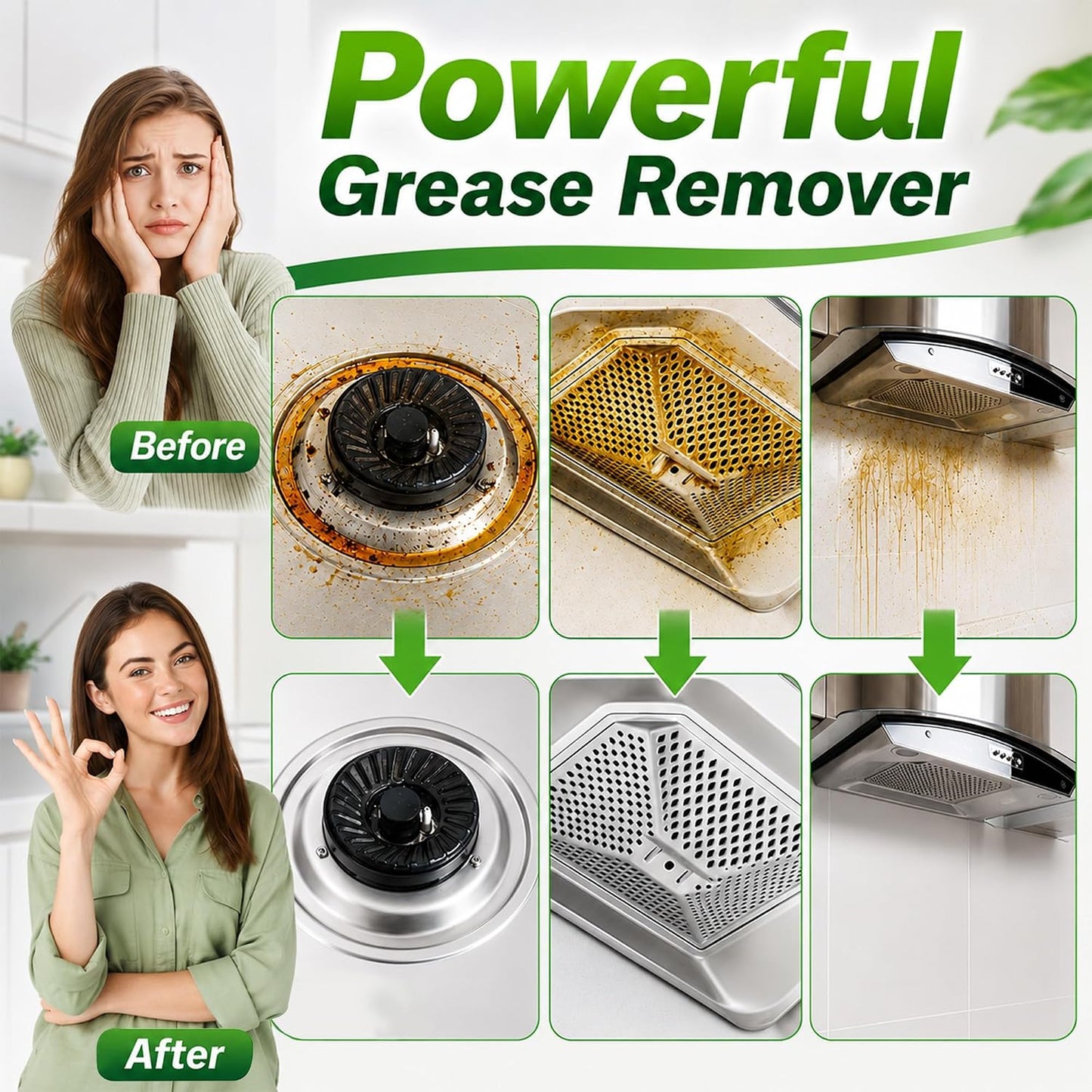 Upgrade Kitchen Spray Cleaner, Multi-Purpose Heavy Duty Grill Cleaner Foam | New Effective Stubborn Grease, Cooktop Degreaser, Professional Grease Remover Cleaning Spray for Oven, Range Hood, Sink
