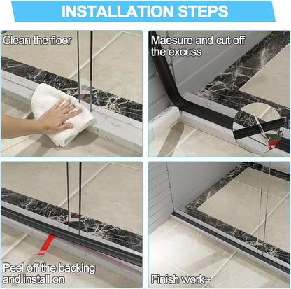Duzzy Shower Threshold Water Dam Guard, Silicone Rubber Shower Door Bootom Seal Strip for Walk in Shower (39 Inch, Clear)