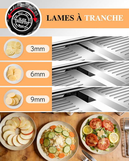 MASTERTOP Mandoline Slicer, 5 in 1 Mandoline Food Slicer, Dishwasher Safe | Stainless Steel Mandoline Slicer, Adjustable Vegetable Slicer for Fruit, Cheese, Send Cut Proof Gloves & Cleaning Brush