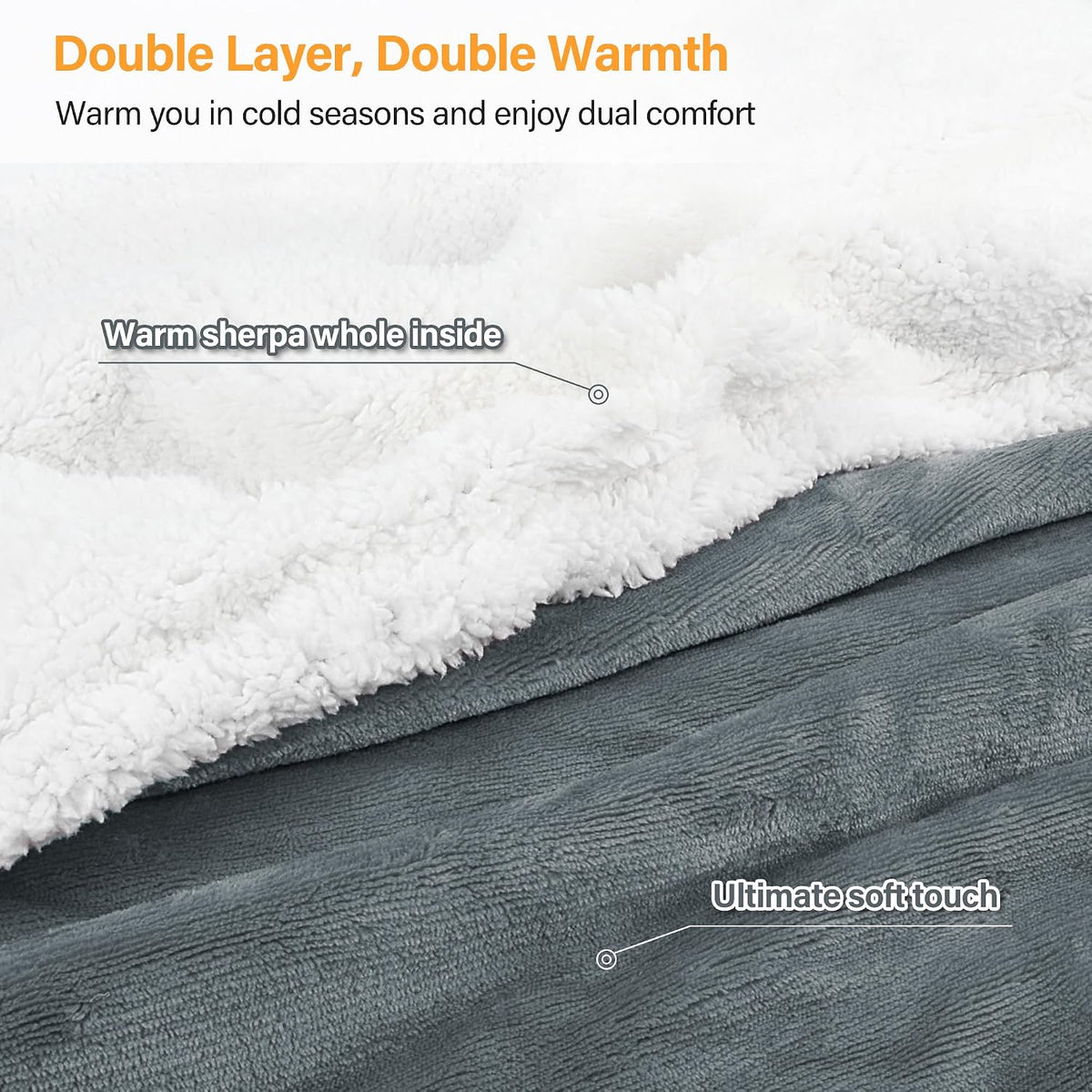 Catalonia Sherpa Wearable Blanket with Sleeves and Pocket for Adults