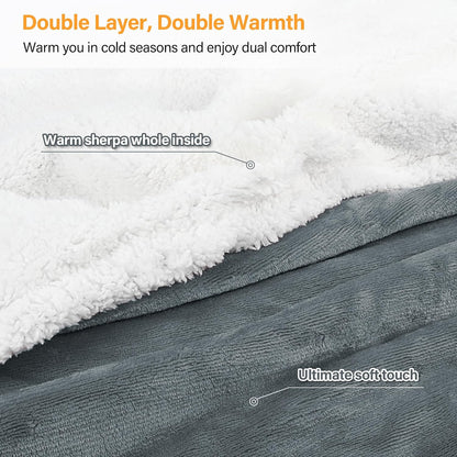 Catalonia Sherpa Wearable Blanket with Sleeves and Pocket for Adults
