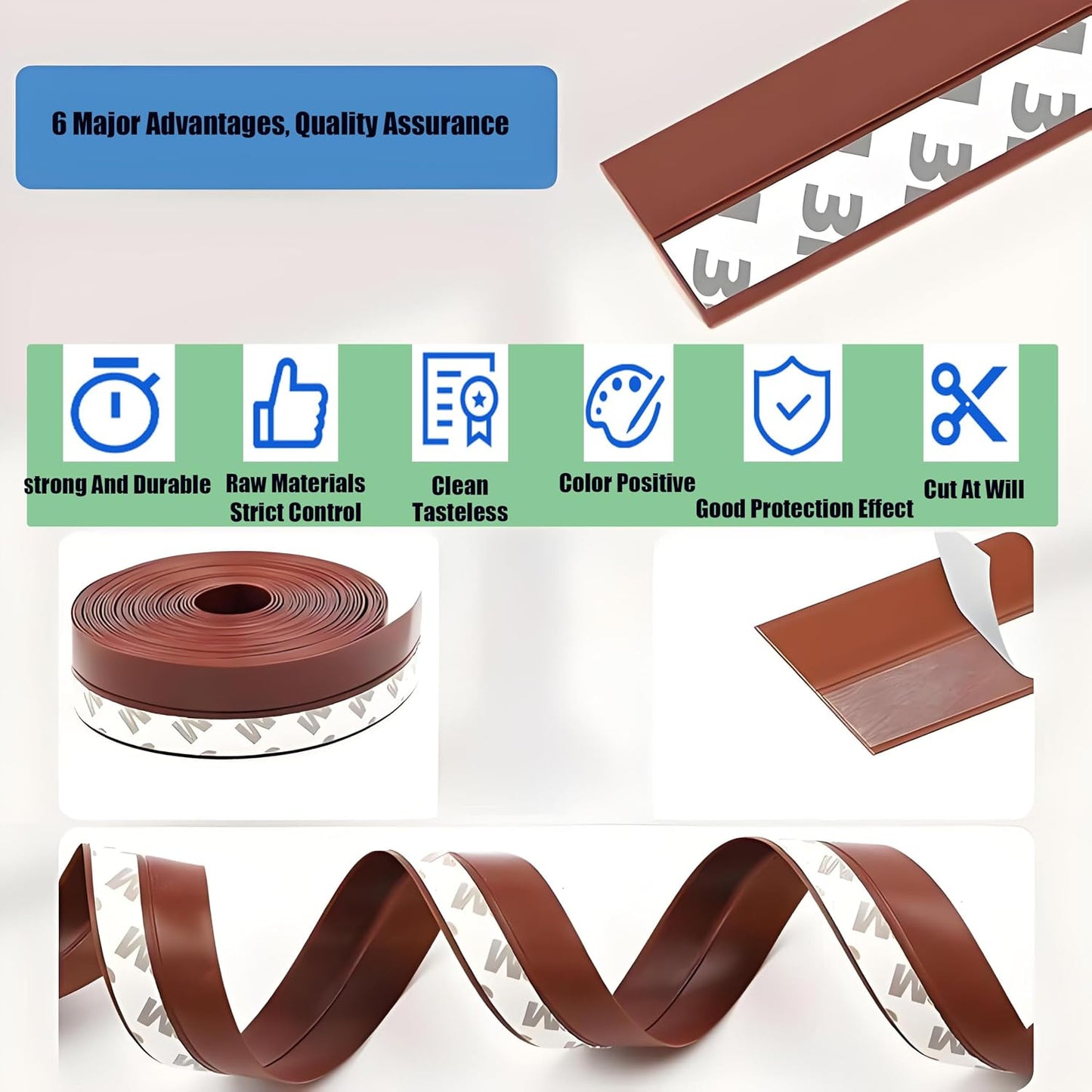 Silicone Seal Strip,Weather Stripping for Door or Window,Weatherproof Soundproof Self Adhesive Door Strip Bottom, Door Draft Stopper Silicone Strip Tape (Black Length 16.5 Feet Width 45mm)