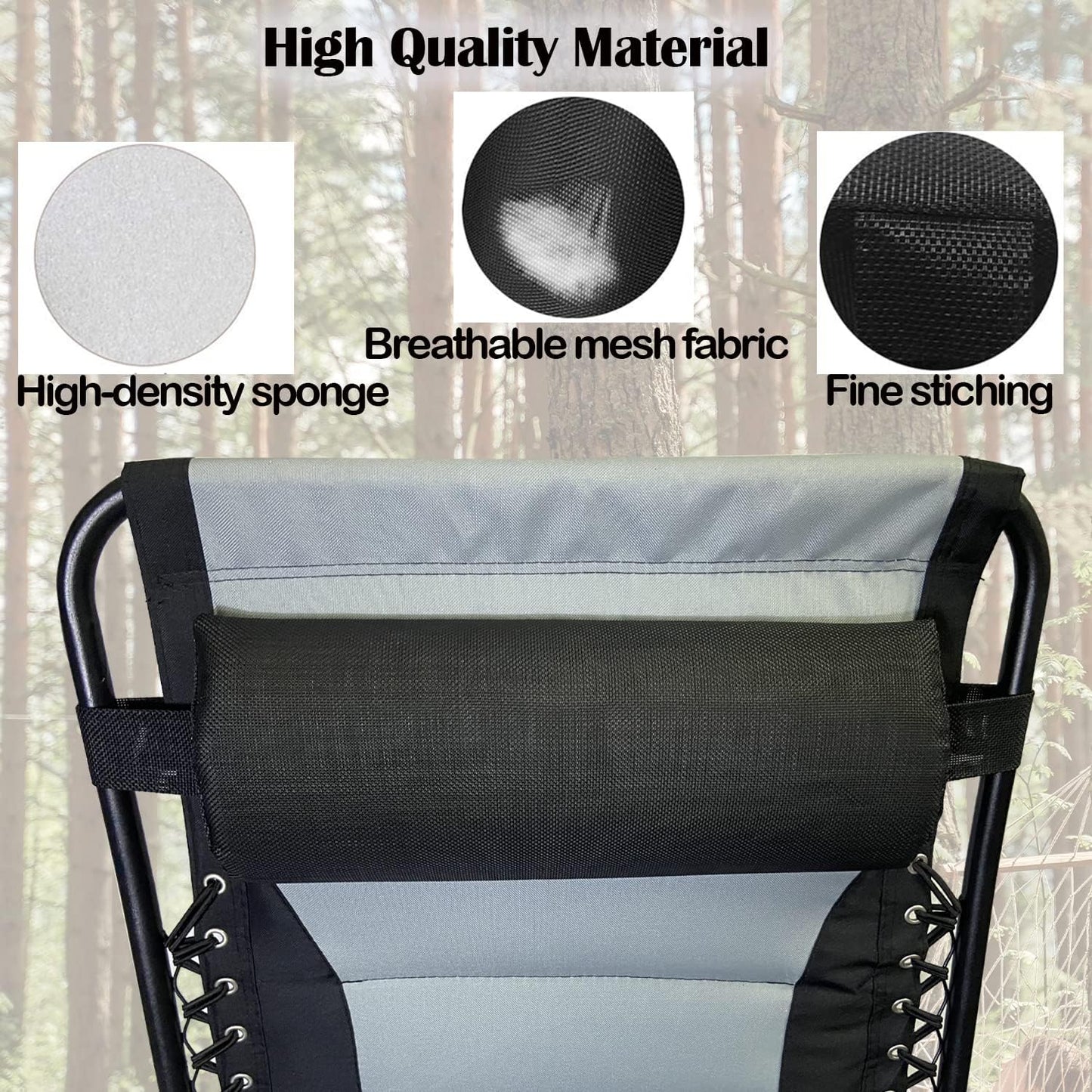 Ostlttyn Head Pillow for Lounge Chair Zero Gravity Chair Patio Lawn Recliner Chair, Large Zero Gravity Chair Cushion w/Adjustable Elastic Band, Soft Recliner Head Pillow for Indoor Outdoor