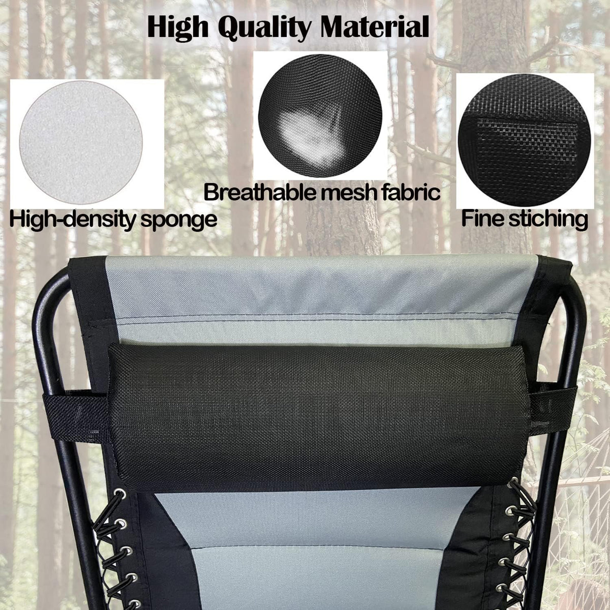 Ostlttyn Head Pillow for Lounge Chair Zero Gravity Chair Patio Lawn Recliner Chair, Large Zero Gravity Chair Cushion w/Adjustable Elastic Band, Soft Recliner Head Pillow for Indoor Outdoor