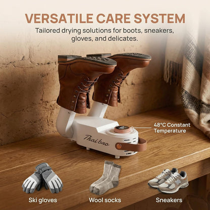 Boot Dryer for Work Boots | Shoe Dryers for Sneakers & Ski Boots | Portable Shoe Warmer with 48°C Constant Temperature & Timer, White