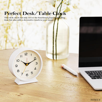 AYRELY® 4.5" Analog Alarm Clock, Small Retro Desk Clock and Table Clock