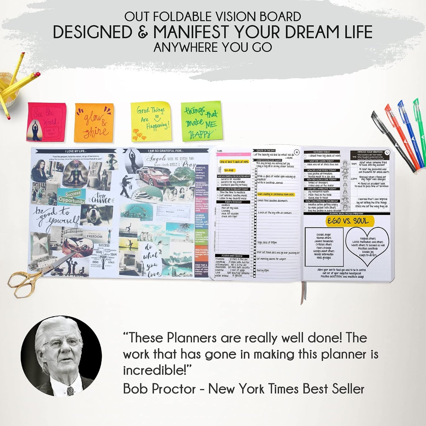Freedom Mastery Daily Journal of Gratitude, Productivity & Habit Tracker | Undated 90-Day Planner with Daily Reflection, Mindfulness, Positivity, Vision Board & Stickers, Gratitude Journal for Women