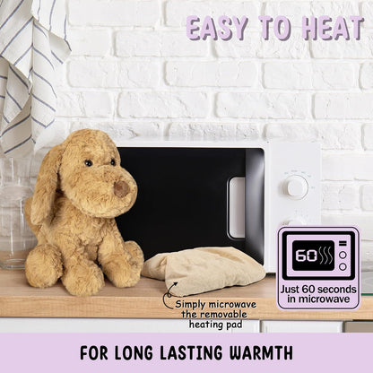 Bunny Microwavable & Weighted Stuffed Animals - 1.5 Lbs Unscented Heating Pad for Period Cramps Pain Relief and Anxiety, Cute Bunny Plush Toys Gifts for Women Girls Adults and Kids by Happy Fuel