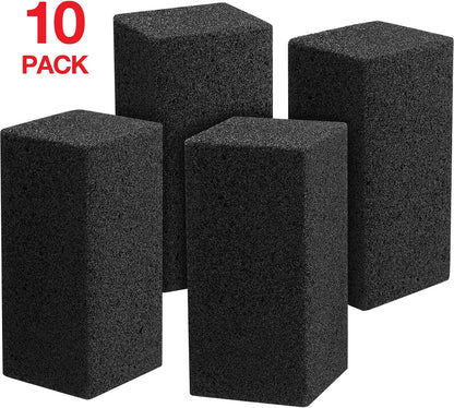 Irenare 10 Pieces Commercial Grill Cleaning Brick Pumice Stone Bulk,Black | Heavy Duty Reusable Blocks, For Restaurant Griddles Flat Tops, Cleans BBQ Grates Outdoor Grills, Removes Tough Grease
