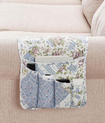 Brilliant Sunshine Burgundy Toile Floral Couch Armrest Cover, 35"×13" | Washable Magazine Holder, Armrest Organizer & Caddy on Sofa, Recliner, Armchair, Storage for Remote Controls, Phone, iPad