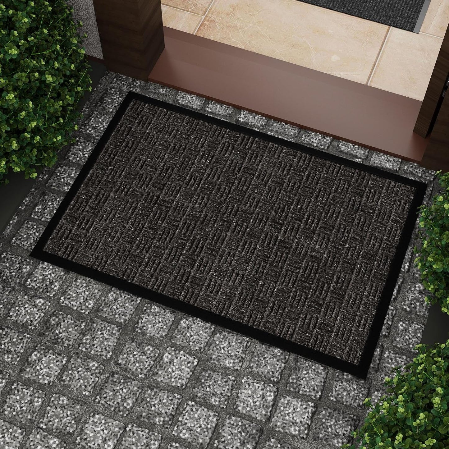 Ottomanson Heavy Duty Rubber Floor Mat – Non-Slip, Waterproof, Easy to Clean – Boot Tray Utility Mat for Shoes, Boots, Entryway, or Pet Feeding Area – Durable, Hose Washable – 16" x 32", Black