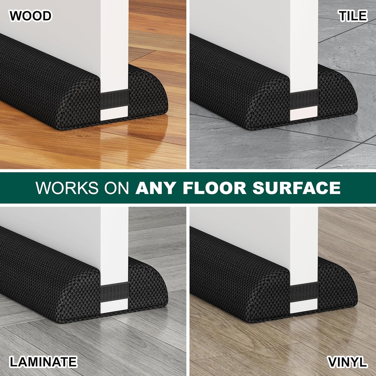HADOR 30 Inch Door Draft Stopper, Fits 24-30" Doors, 0.5-1.7" Gaps, Gray | Double-Sided Under Door Gap Filler, Blocks Drafts, Dust, Light and Pet Hair, Easy Slide-On Fit, Machine Washable