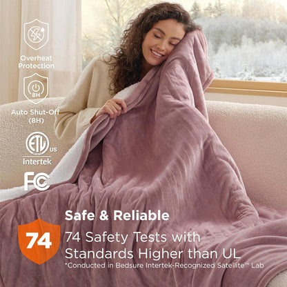 Bedsure Heated Blanket Throw Blanket with Preheat Function - Fast Heating Electric Blanket, Soft Flannel Throw with 6 Time Settings(Up to 10H), 6 Heating Settings, Gifts for Grandma (50"x60", Grey)