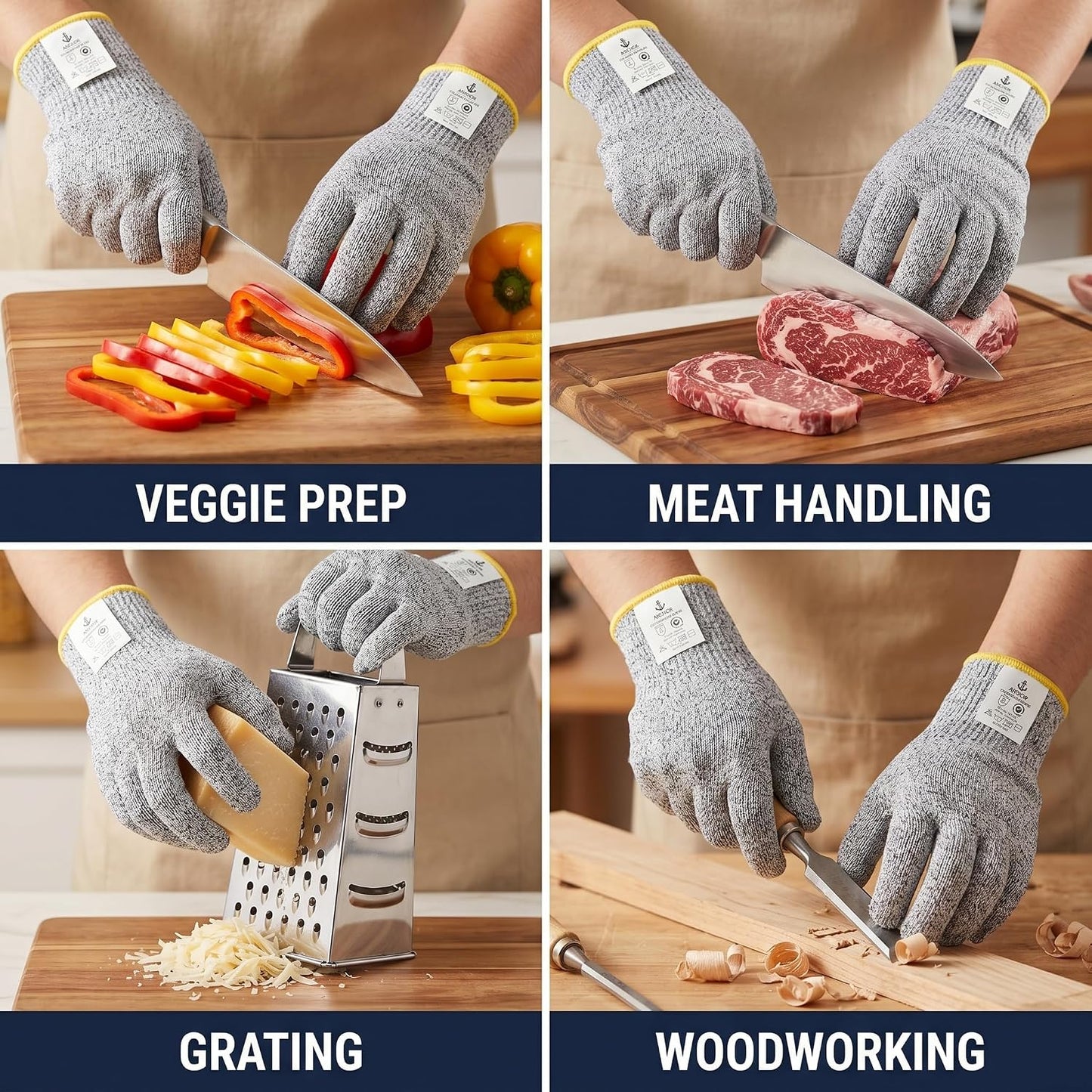 ASG Premium ANSI A5 Cut Resistant Gloves, Food Grade HPPE,Mandoline & Oyster Shucking, Kitchen Safety Gloves for Chefs