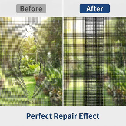 Window Screen Repair Tape, Qtopun Black Strong Adhesive Fiberglass Pet Mesh Window Screen Patch, Waterproof Screen Door Repair Kit for Tears Holes, Easy No-Tool Fix for Indoor Outdoor Mesh, 2 x 197 IN