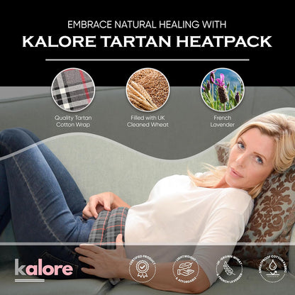 Microwavable Heating Pads for Winter Warmth, Back, Stomach & Head Comfort – Kalore Soft Cotton Tartan Neck Wrap – Even Heat Distribution Hot Compress Bag – Wheat Heat Pad XL – Unscented – Gray