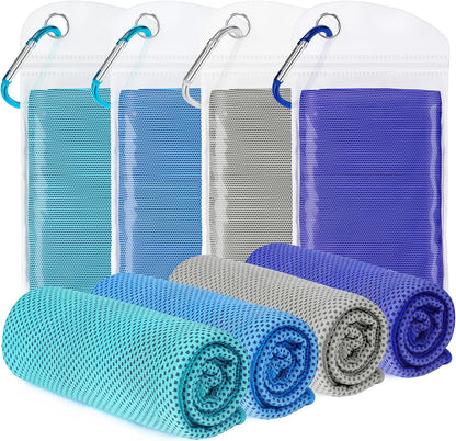 Cooling Towels 8 Pack(40"x12")for Neck and Face, Cooling Neck Wraps for Gym | Sweat wicking, Quick dry, Breathable, Reusable, Absorbent, Cold Towel for Running, Yoga, Travel, Climbing