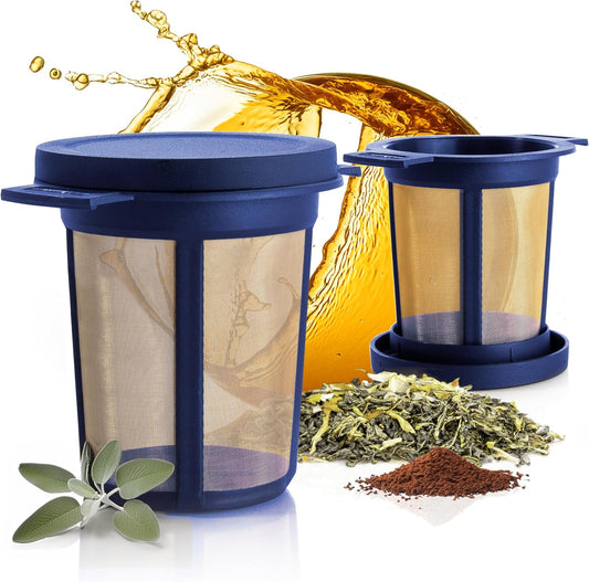 Finum Reusable Stainless Steel Coffee and Tea Infusing Mesh Brewing Basket, Large, Black