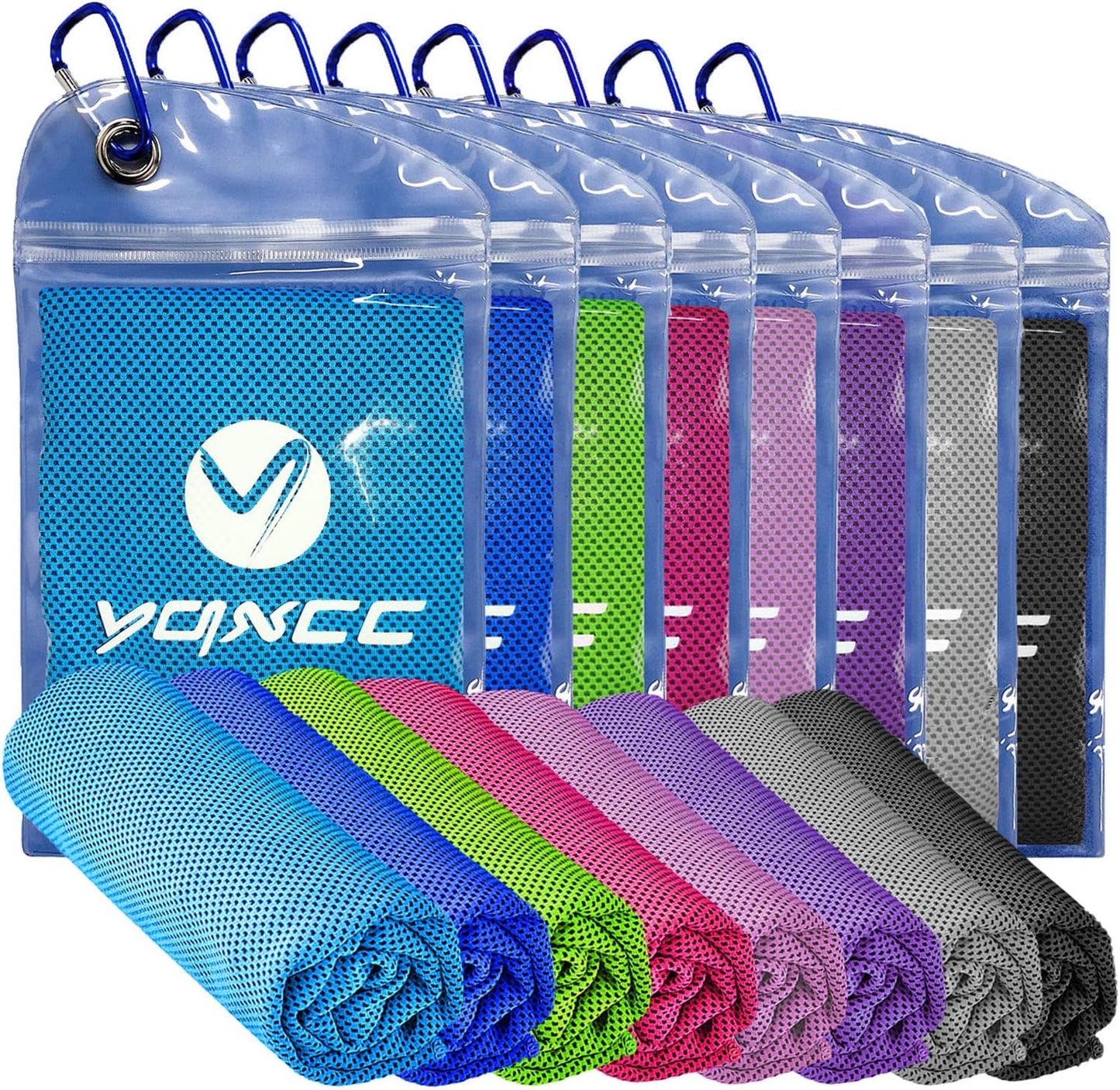 YQXCC 4 Pack Cooling Towels (47"x12"), Ice Cool Towels for Neck & Face | Soft Breathable Microfiber, Instant Cooling Neck Wraps, Ideal for Yoga, Golf, Gym, Running, Camping & Hot Weather