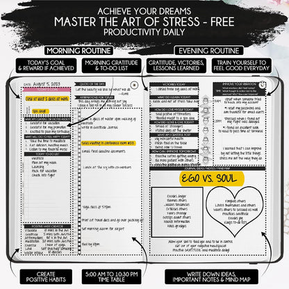 Freedom Mastery Daily Journal of Gratitude, Productivity & Habit Tracker | Undated 90-Day Planner with Daily Reflection, Mindfulness, Positivity, Vision Board & Stickers, Gratitude Journal for Women