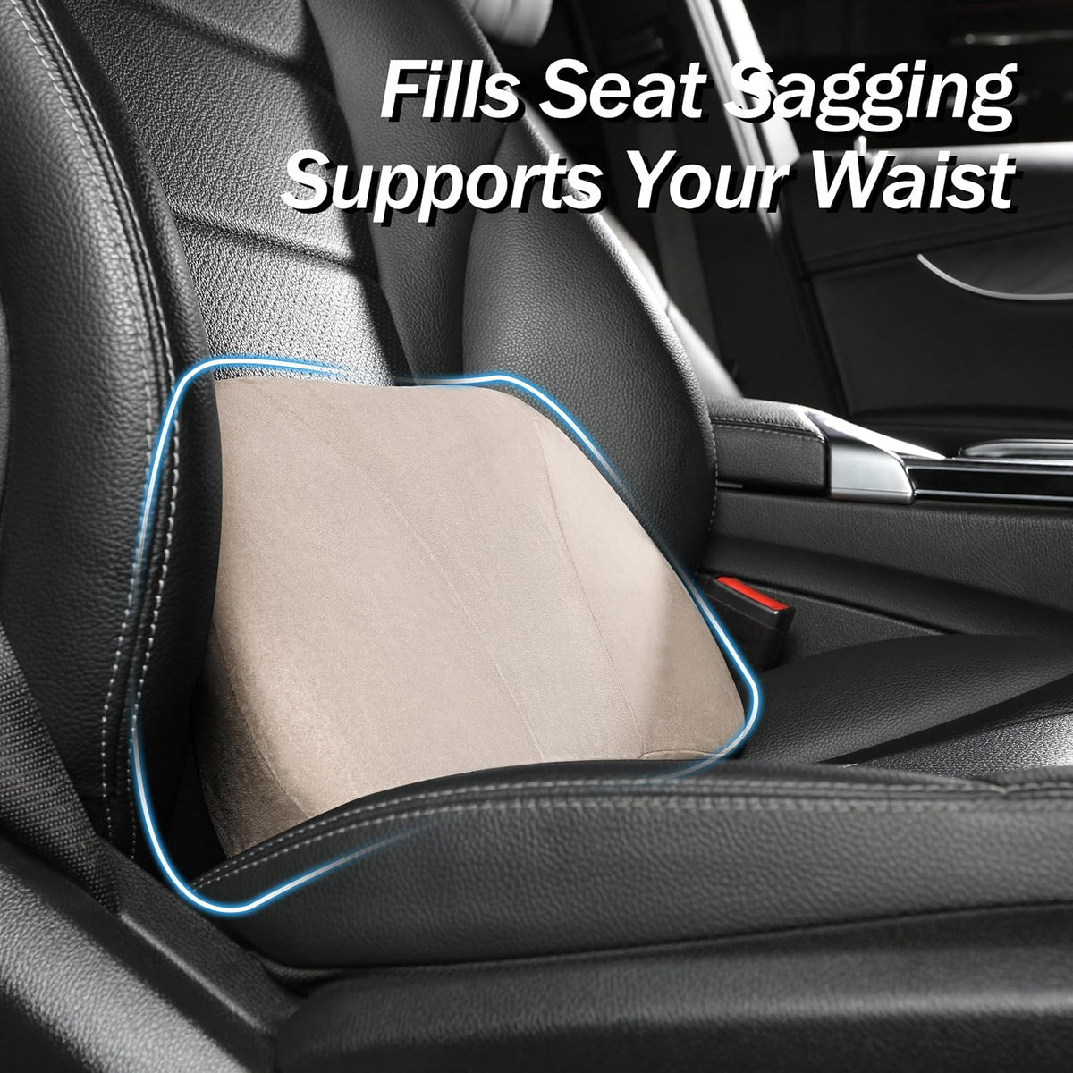 Lumbar Support Pillow,Back Pain Relief Cushion,fits tightly around the waist,Memory Foam,Skin-friendly Suede Fabric,fit Car Drive,Office chair,Rest seat,Improve Posture,Portable,15.5''Lx 8.7''H