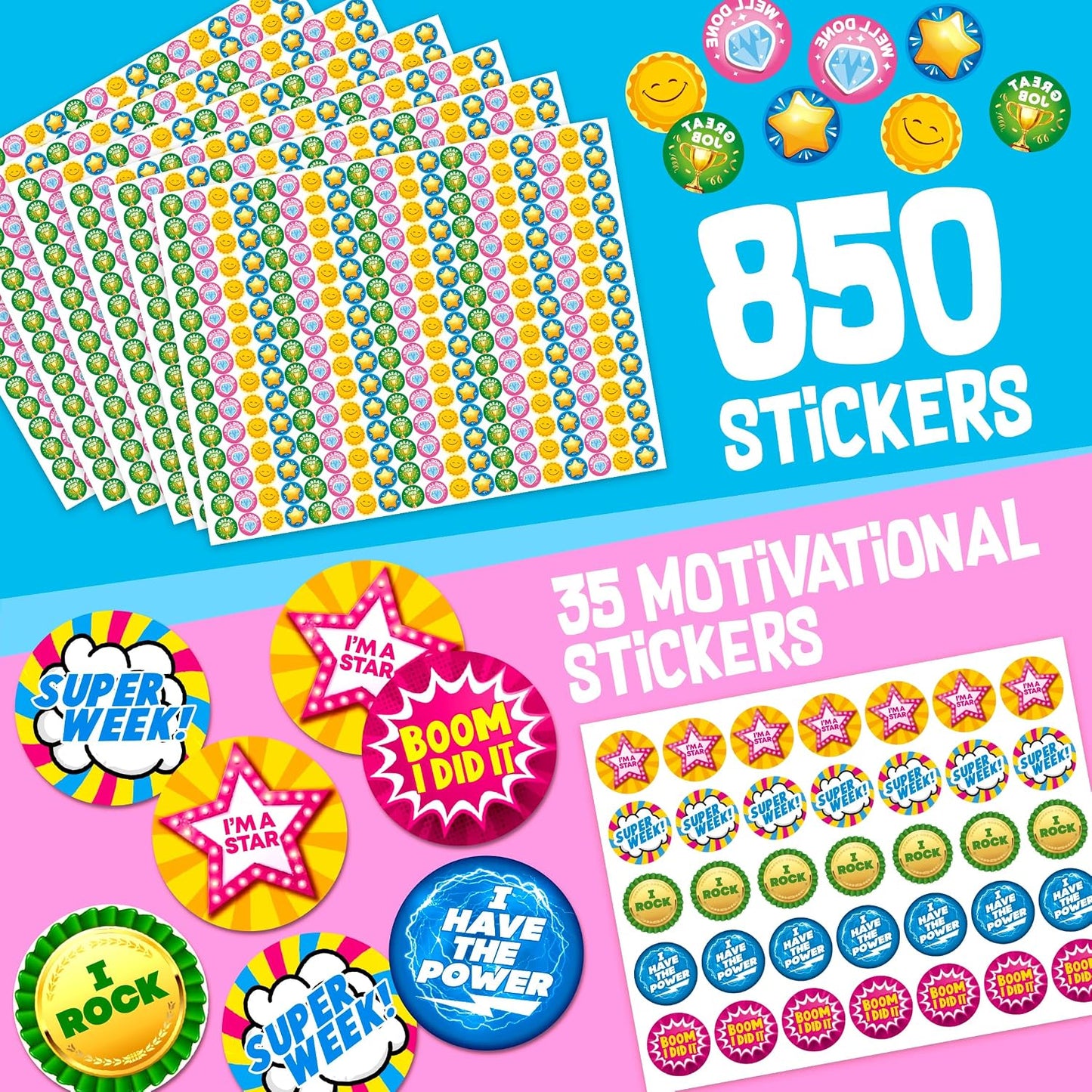 Behavior Reward Chart System - Pad with 26 Chore Charts for Kids, 2800 Stickers to Motivate Responsibility & Good Habits