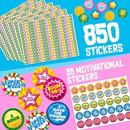 Behavior Reward Chart System - Pad with 26 Chore Charts for Kids, 2800 Stickers to Motivate Responsibility & Good Habits