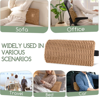 Lumbar Support Pillow for Recliner Chair/Office Chair/Couch, Memory Foam Back Support Cushion with Adjustable Strap, Recliner Cushions for Lower Back Pain Relief, Sleeping, Washable Cover, Brown