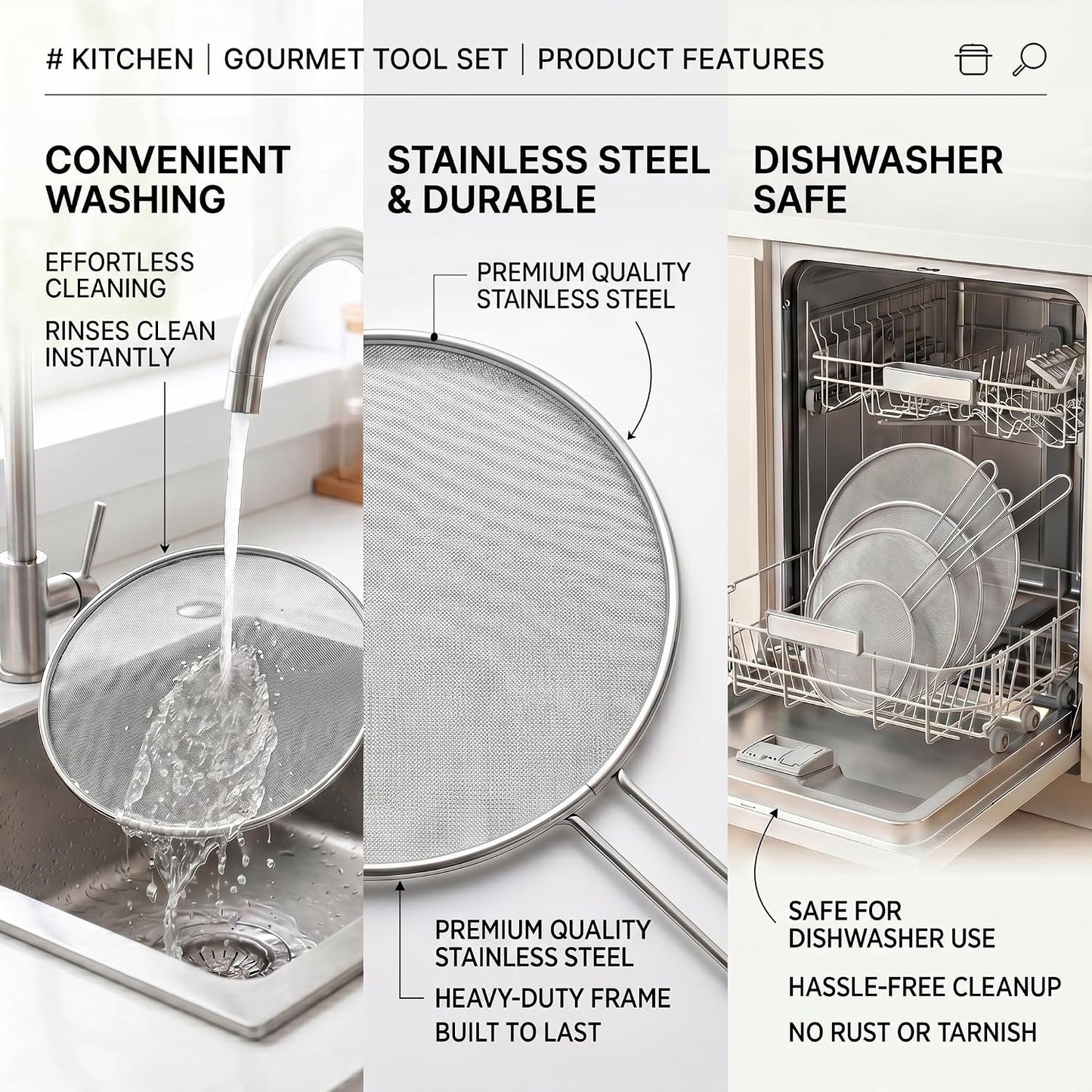 Silicone Splatter Screen for Frying Pan,Grease Splatter Guard,Heat-Resistant Splatter Guards for Cooking,Dishwasher Safe (9.8", 11.4", 13")