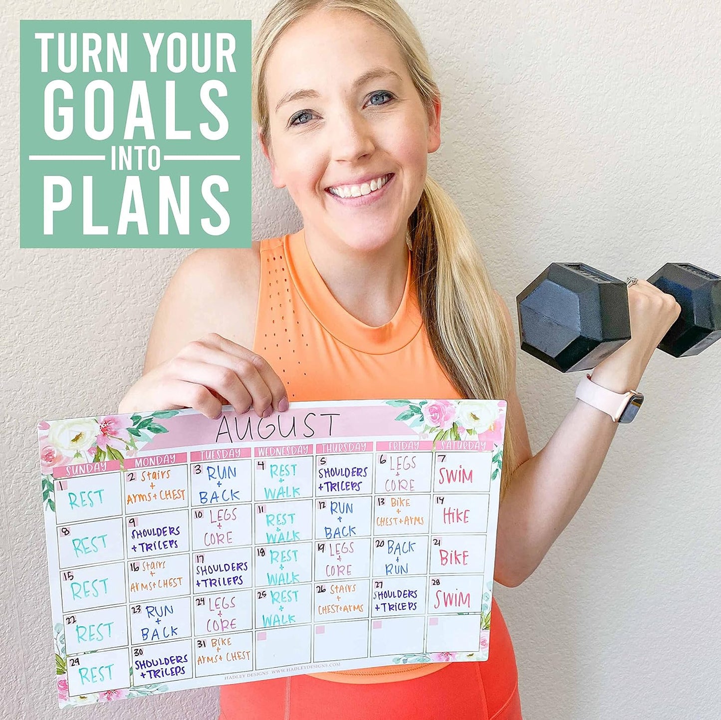 Hadley Designs Magnetic Calendar for Refrigerator - Kraft White Magnetic Dry Erase Calendar, Dry Erase Calendars for Wall, Magnet Fridge Calendars, Notepad for Fridge with Magnet