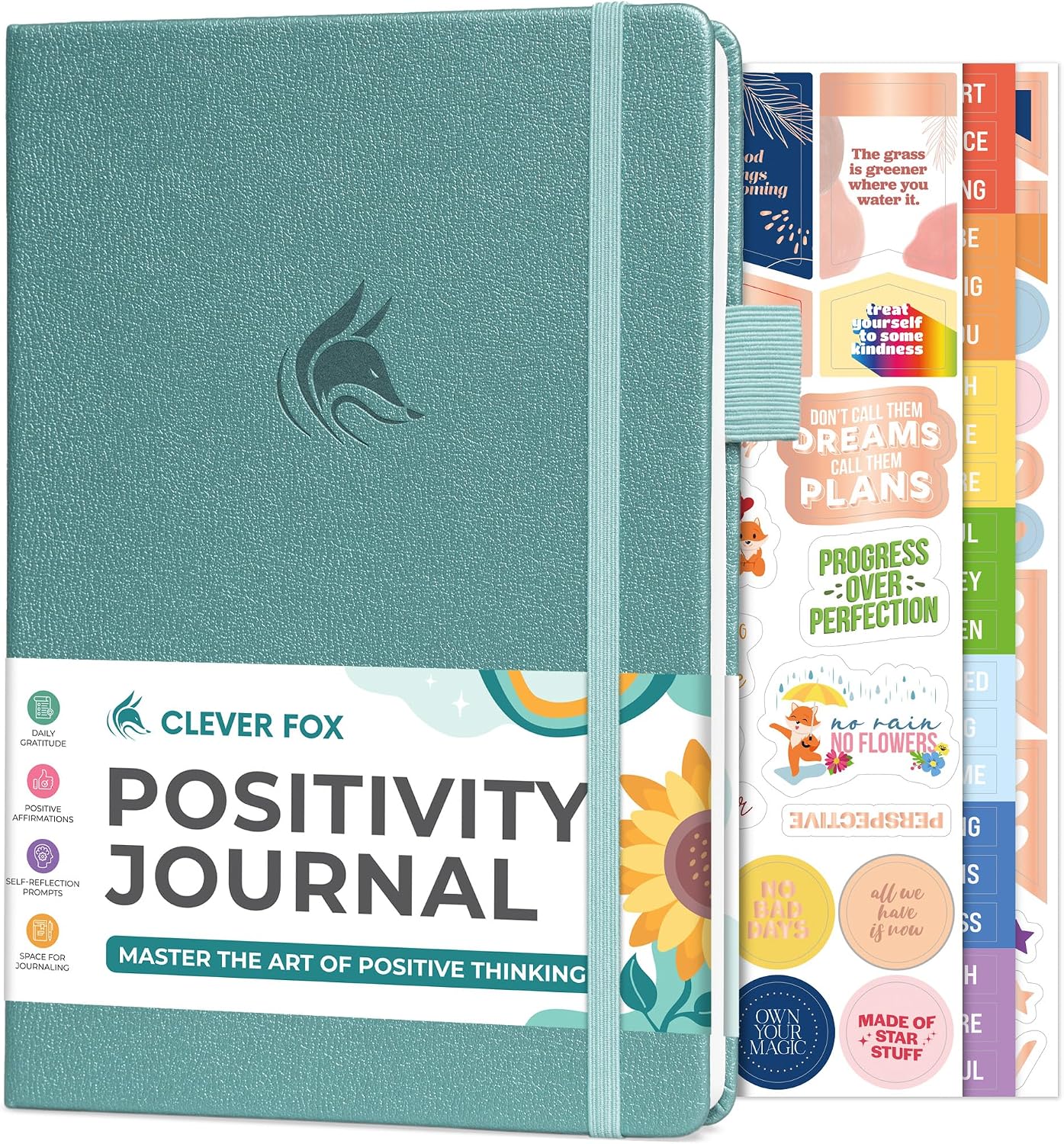 Clever Fox Positivity Journal - Daily Gratitude & Affirmation with Prompts - Motivational Mental Health Journal for Women & Men with Habit Tracker - Lasts 6 Months, A5 Size (Seashell)